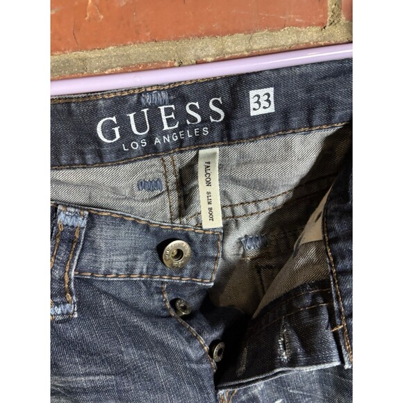 GUESS Jeans Mens Blue Falcon Boot Cut Western Cowboy Button Fly Flap Size 33 - Picture 6 of 7